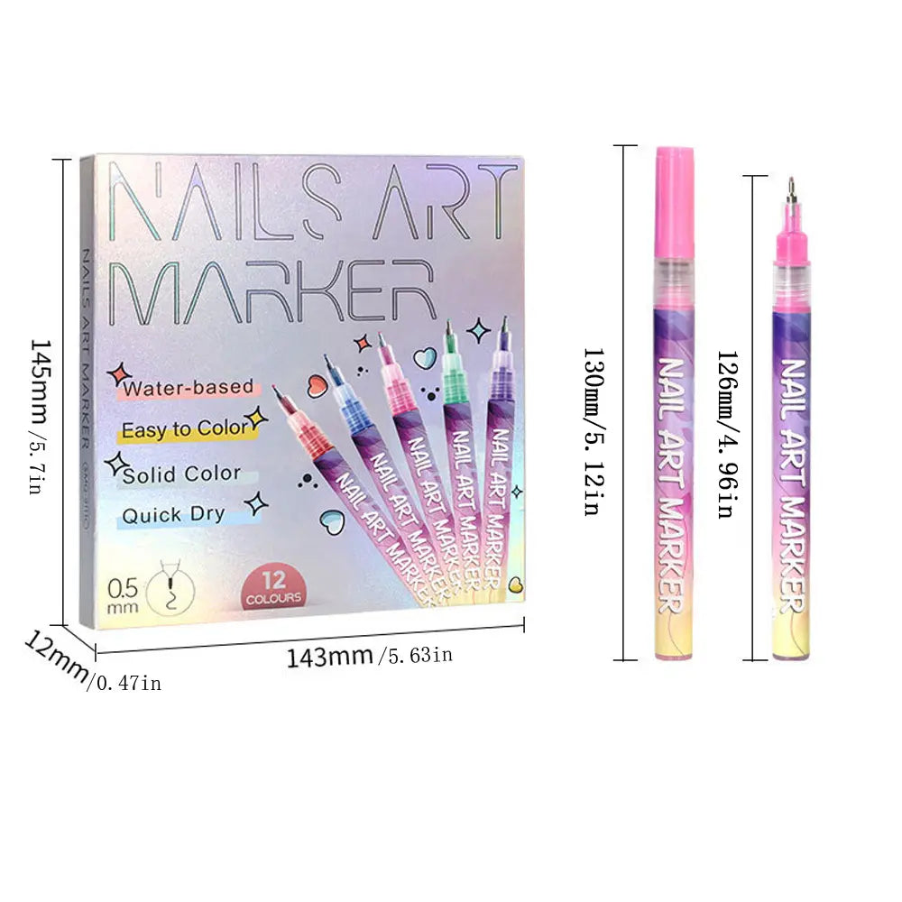 One Set Acrylic Paint Nail Art DIY Football Fan Pattern Body Tattoo Pen French Beauty Outline Pen Daily Use Cosmetic Makeup