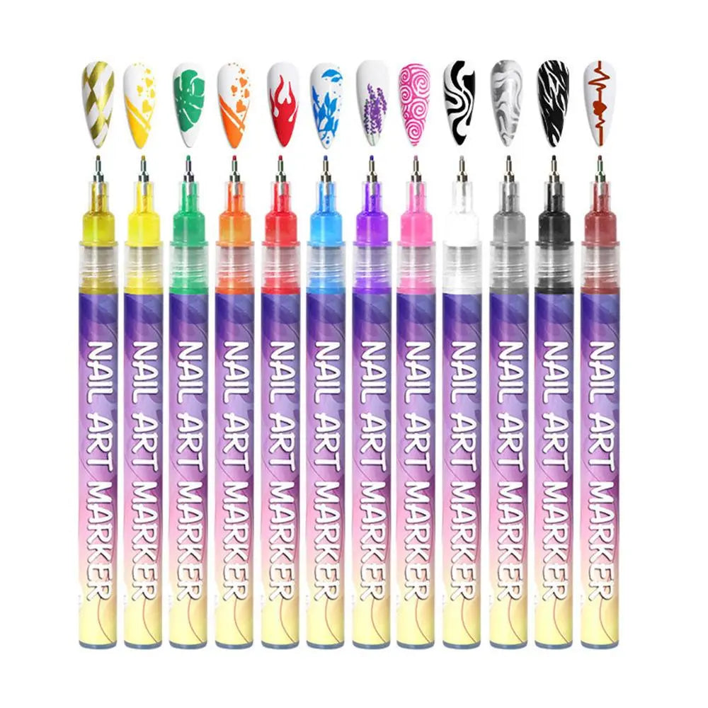 One Set Acrylic Paint Nail Art DIY Football Fan Pattern Body Tattoo Pen French Beauty Outline Pen Daily Use Cosmetic Makeup