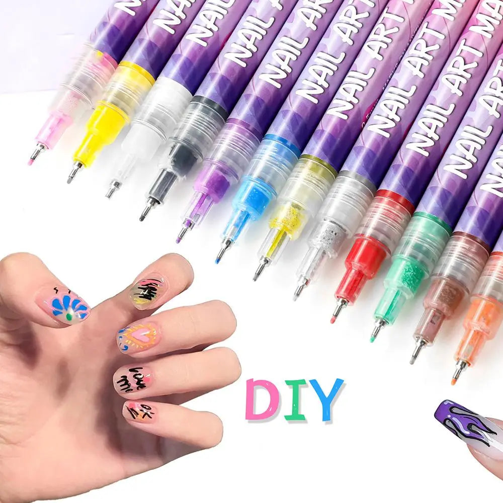 One Set Acrylic Paint Nail Art DIY Football Fan Pattern Body Tattoo Pen French Beauty Outline Pen Daily Use Cosmetic Makeup