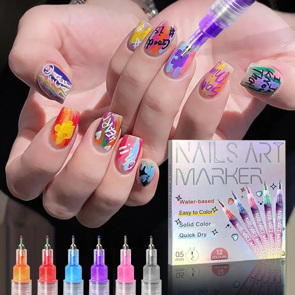 One Set Acrylic Paint Nail Art DIY Football Fan Pattern Body Tattoo Pen French Beauty Outline Pen Daily Use Cosmetic Makeup